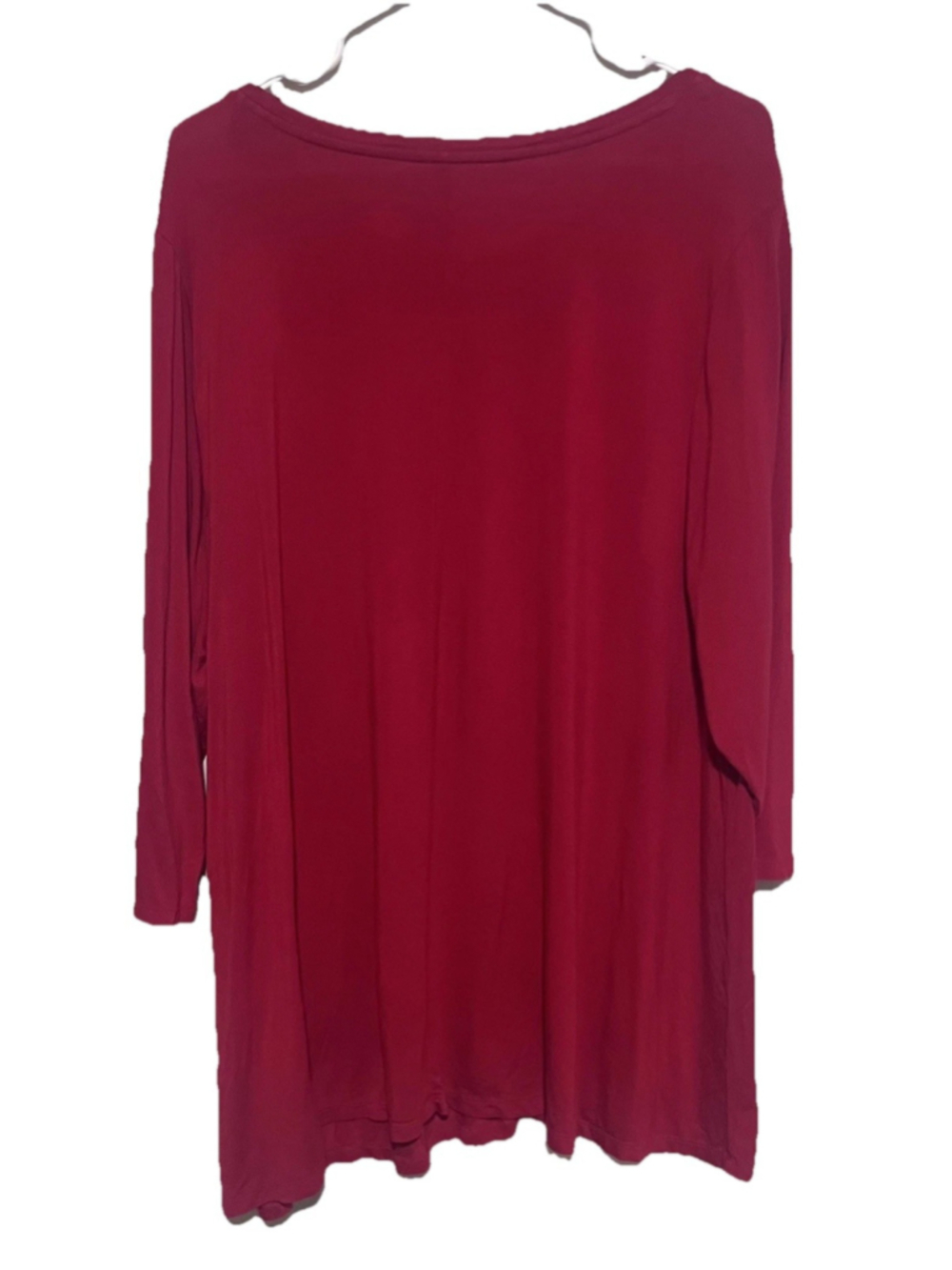 Lane Bryant Tunic Women’s 22/24 2X 3X Red 3/4 Sleeve Stretch Slinky Knit Top - Picture 2 of 4
